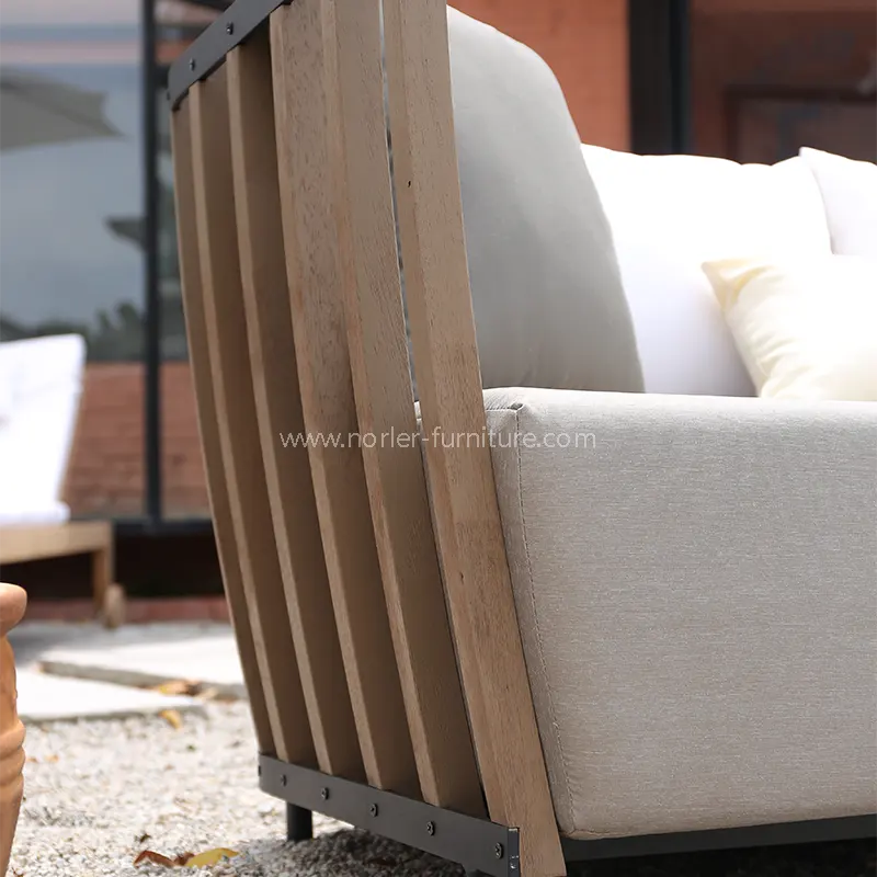Високо-крајно отворено троседот софа алуминиумска рамка од тиково дрво рамка софа