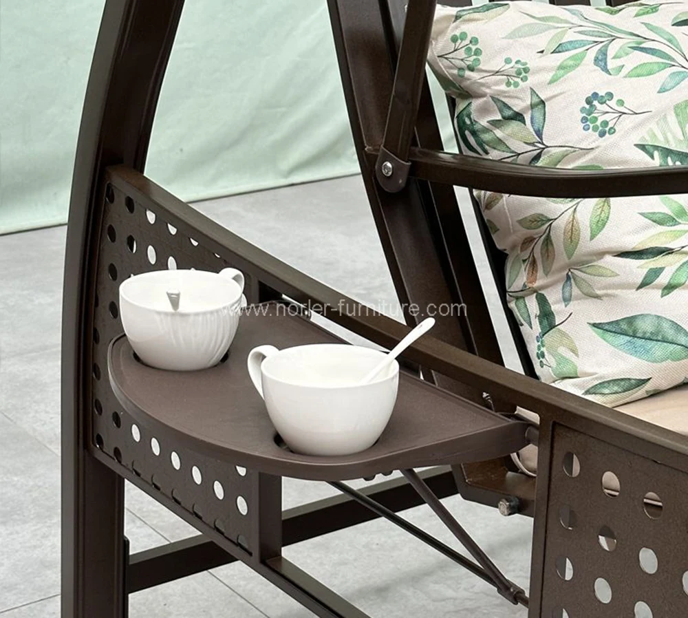 Outdoor Aluminum Swing With Solar Lights Shed