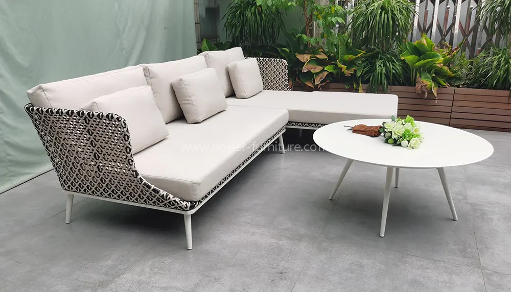 Durable Aluminum Alloy Powder Coated Frame PE Rattan Sofa