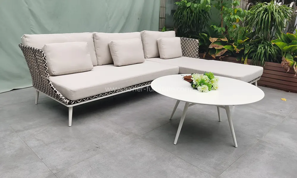 Durable Aluminum Alloy Powder Coated Frame PE Rattan Sofa