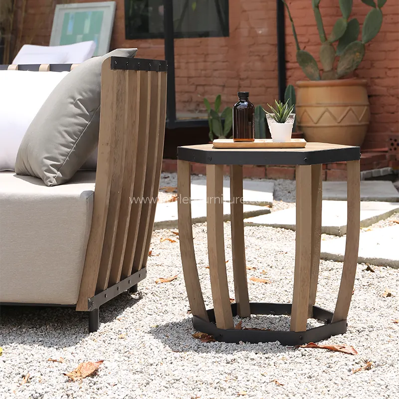 High-End Outdoor Sofa Spray Aluminum Frame Teak Wood Frame Sofa